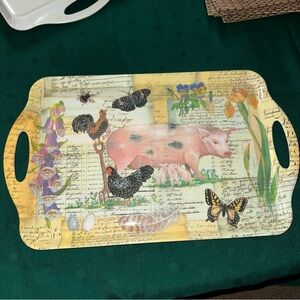 Farmhouse Style melamine Serving Tray with Animal Design